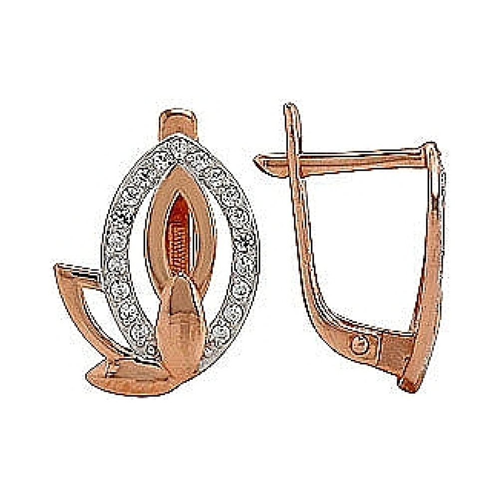 Золотые серьги с фианитом № 74340