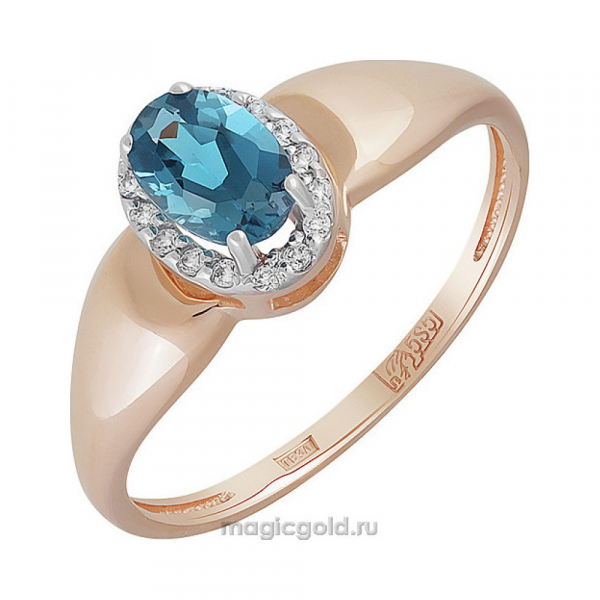 Золотое кольцо с топазом и фианитом № 142132
