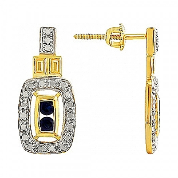 Серебряные серьги с фианитом, им.корунда.зол.покрыт № 80394