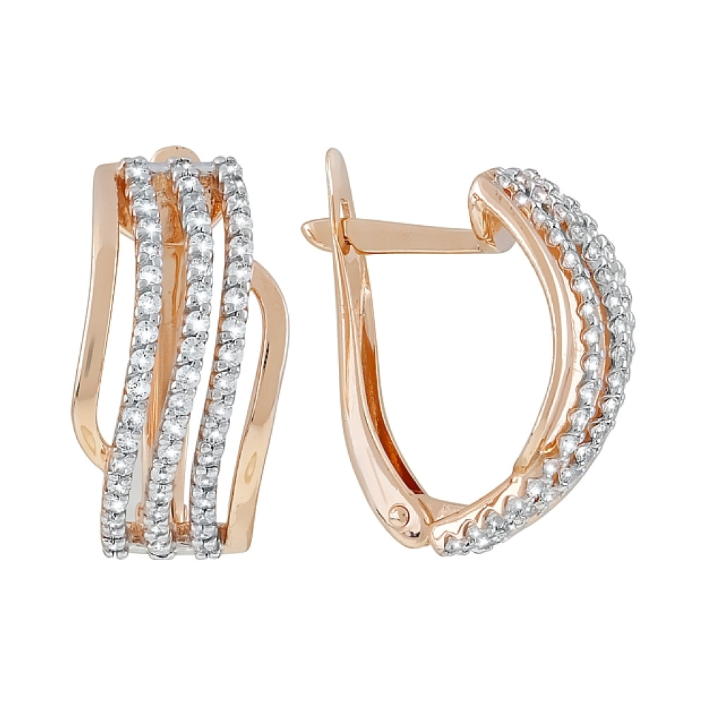 Золотые серьги с фианитами № 120667