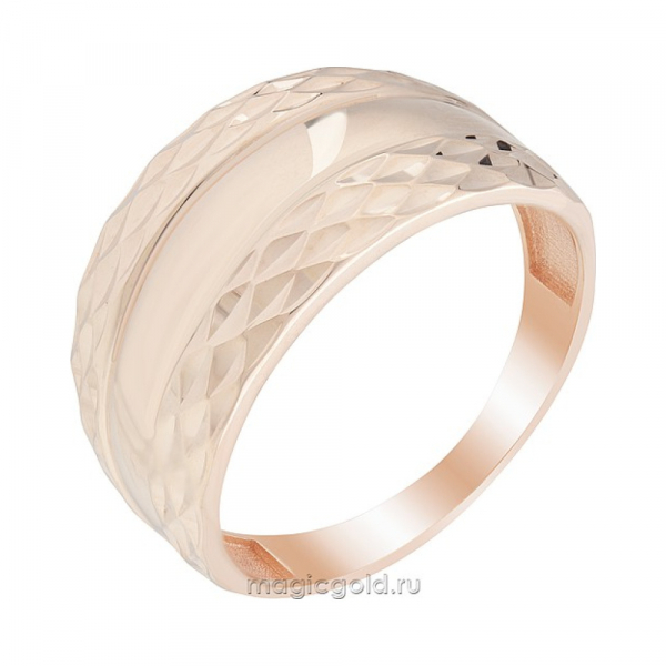 Золотое кольцо без камня с алмазкой № 171870