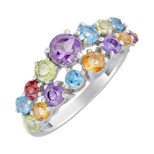 Серебряное кольцо с полудрагоценными вставками № 124392