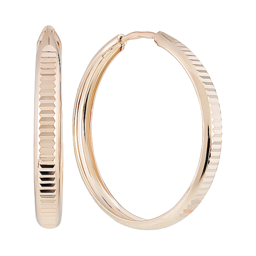 Золотые серьги конго с алмазной гранью № 129726