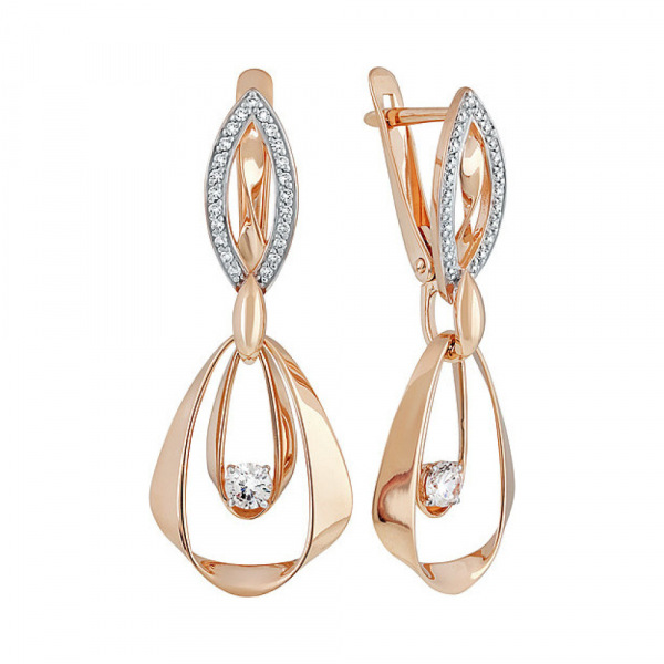 Золотые серьги с фианитом № 137302