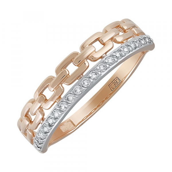 Золотое кольцо с фианитом № 134937