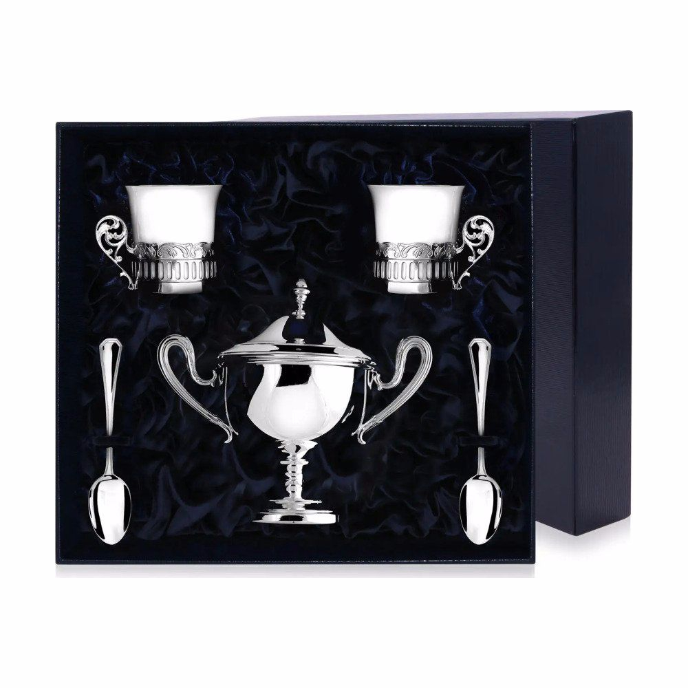 Набор Богема: ложка, чашка, сахарница из серебра 925 пробы