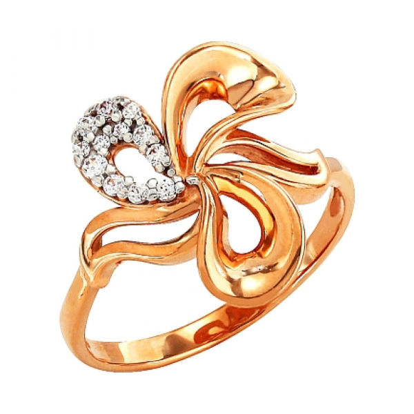 Золотое кольцо с фианитом № 80178