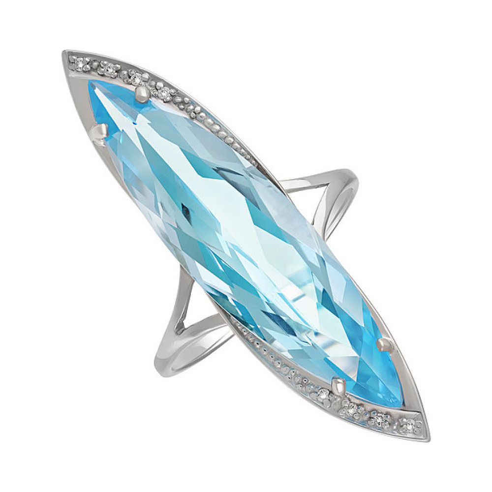 Серебряное кольцо с топазом и фианитом № 133329