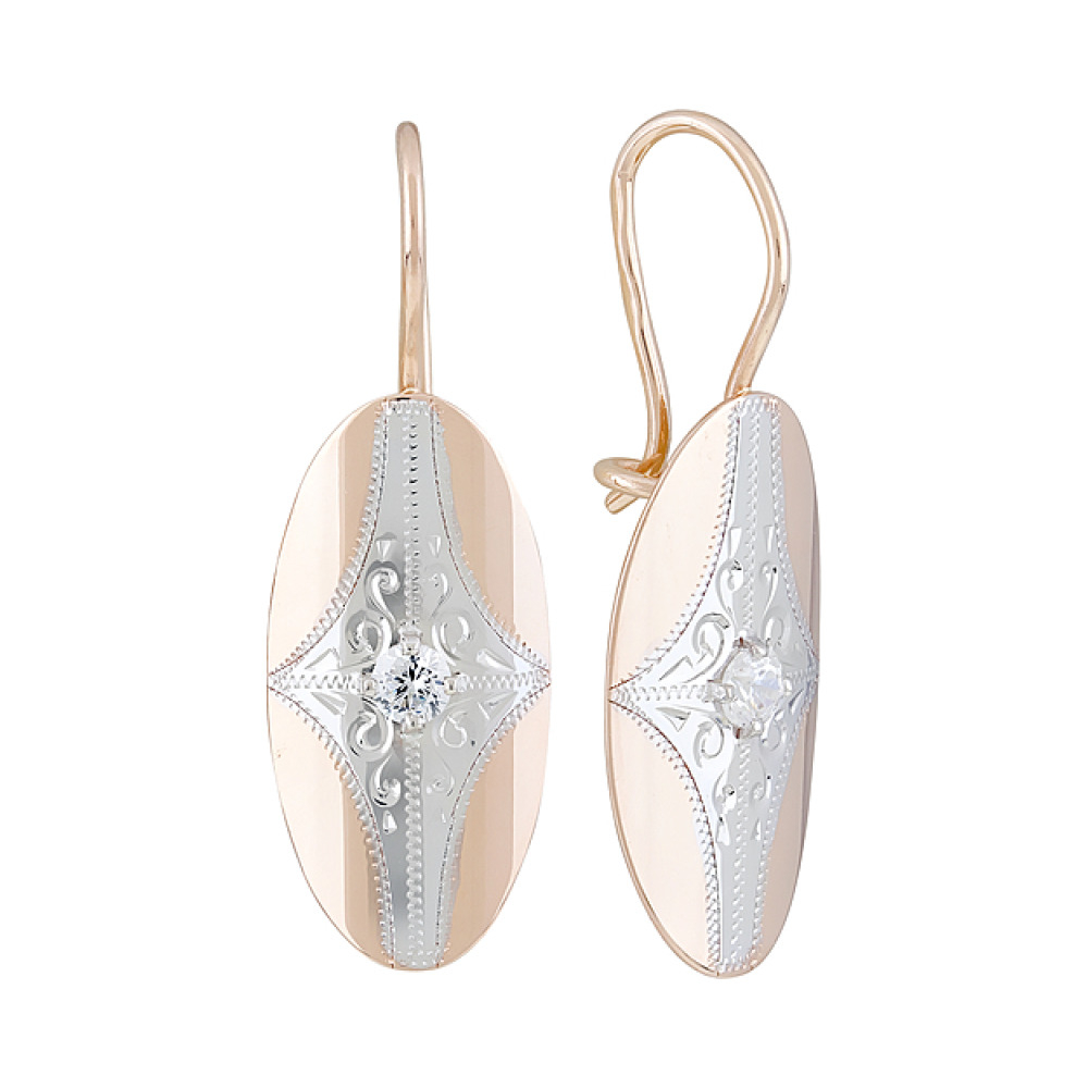 Золотые серьги с фианитами № 127878