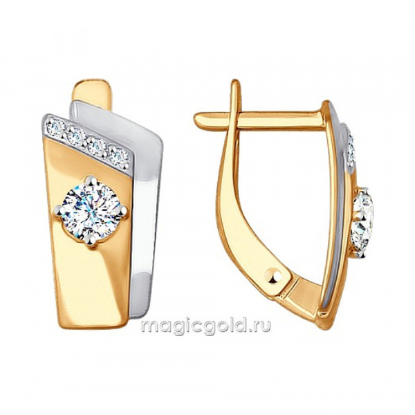 Золотые серьги с фианитом № 165869