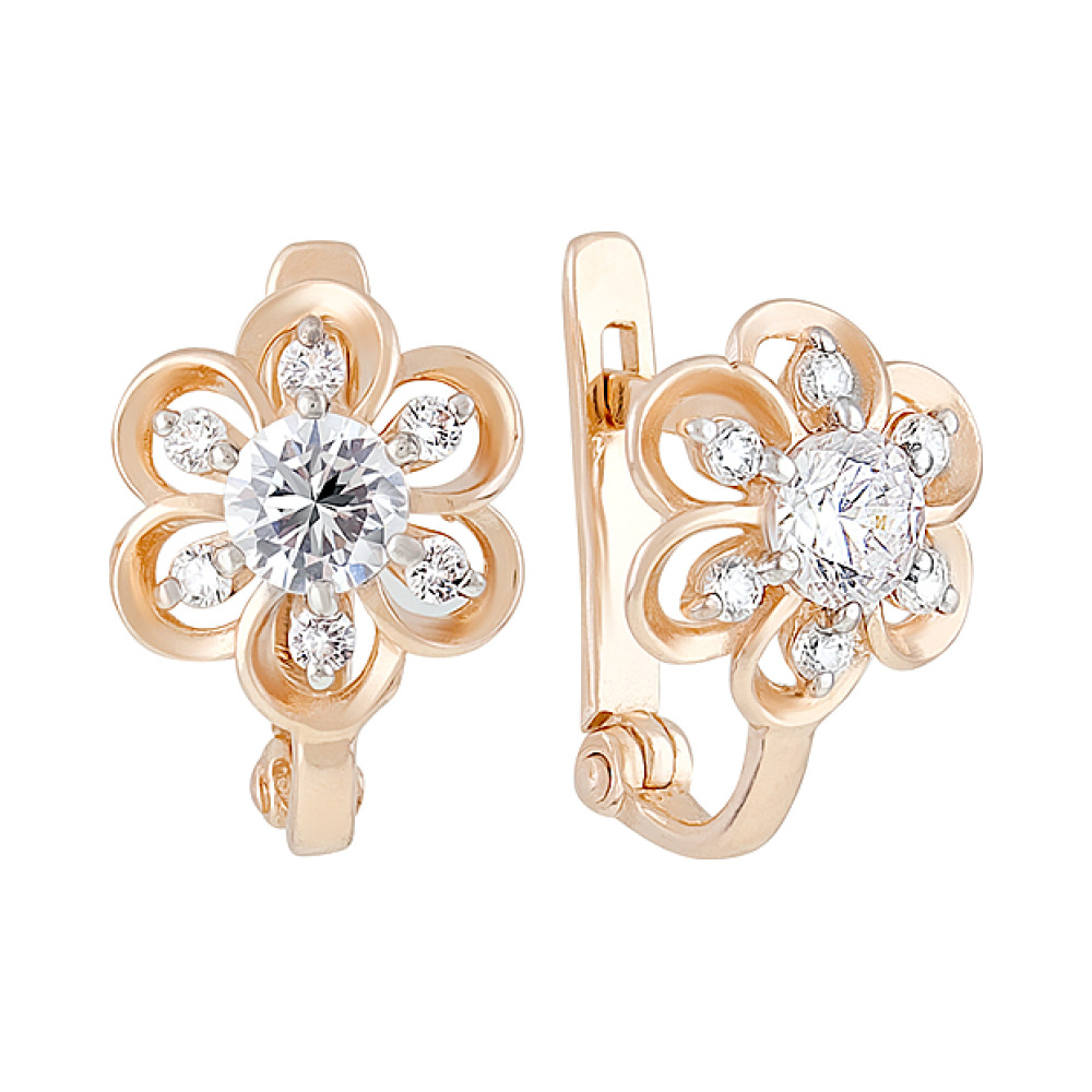 Золотые серьги с фианитами № 128978