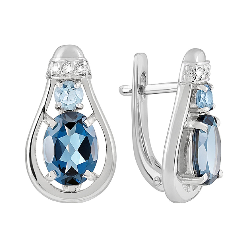 Золотые серьги с топазом и фианитом № 127835