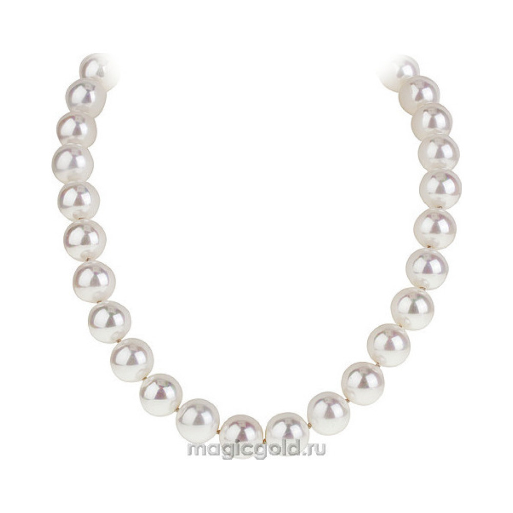 Серебряное колье с жемчугом и фианитом № 141574