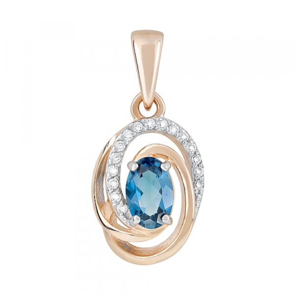 Золотая подвеска с топазом и фианитом № 120066