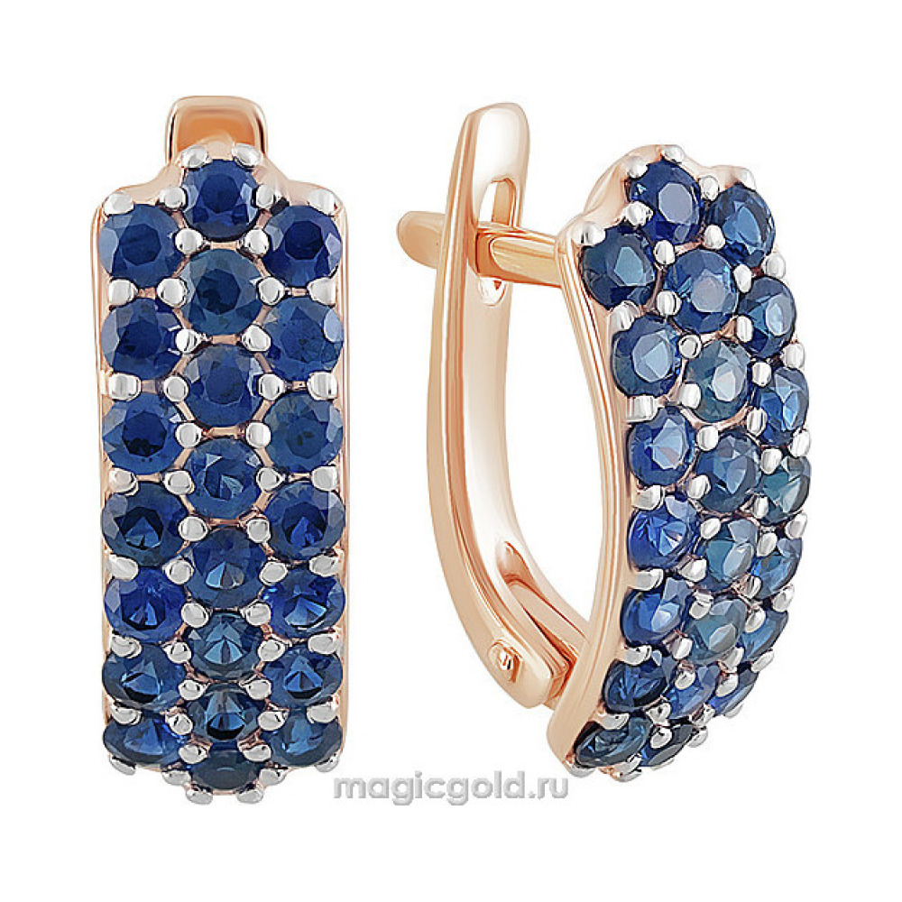 Золотые серьги с сапфиром № 159122