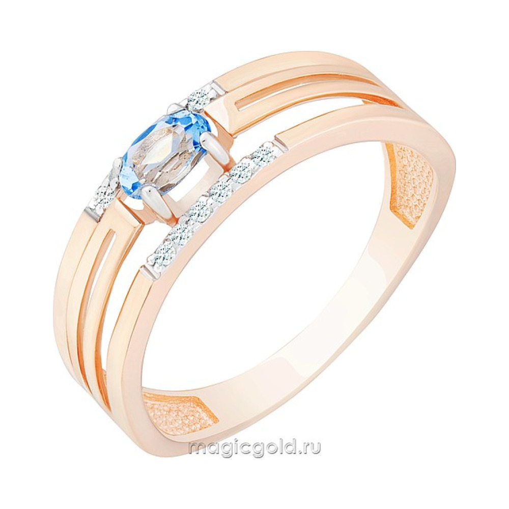 Золотое кольцо с топазом и фианитом № 170442