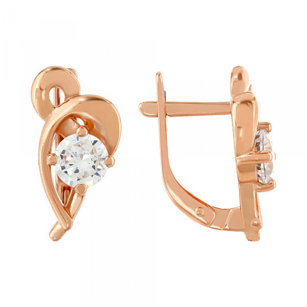 Золотые серьги с фианитом № 103811