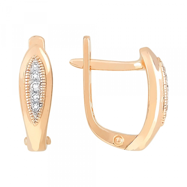 Золотые серьги с бриллиантом № 113816