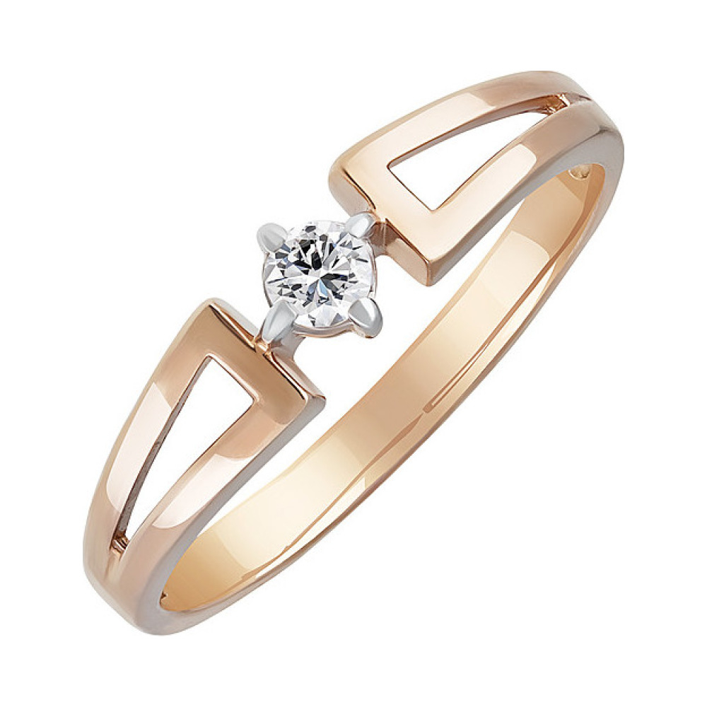 Золотое кольцо с бриллиантом № 128963