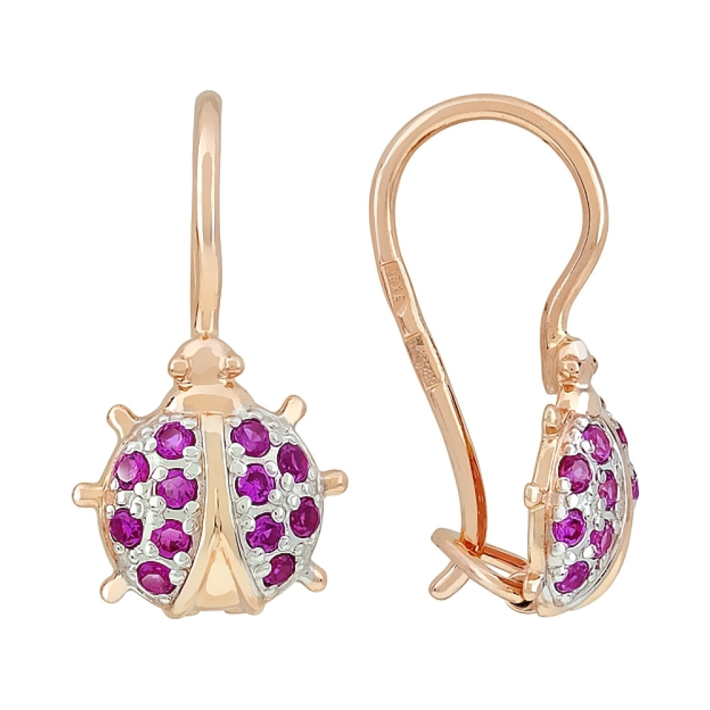 Золотые серьги с фианитами № 103599