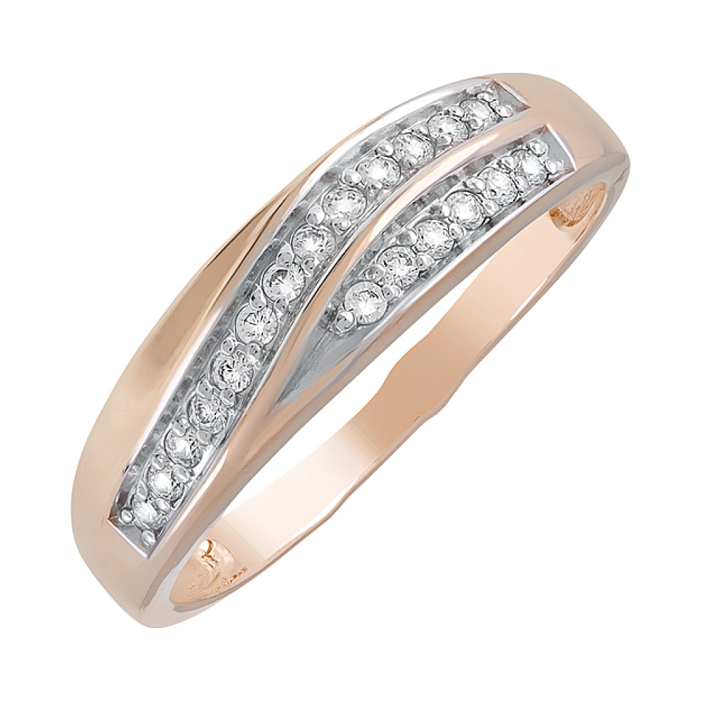 Золотое кольцо с фианитами № 123390