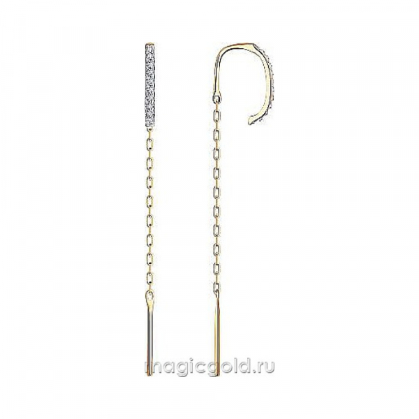 Золотые серьги с фианитом № 173420