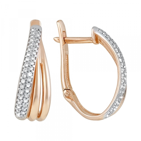 Золотые серьги с фианитами № 121434