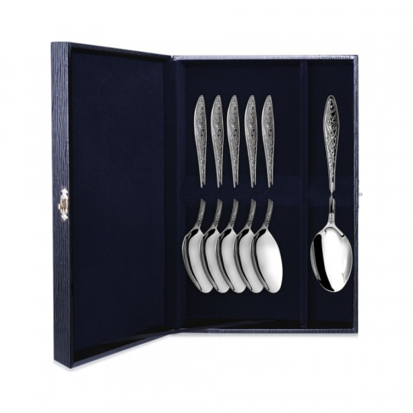 Набор из 6 серебряных десертных ложек  Морозко 