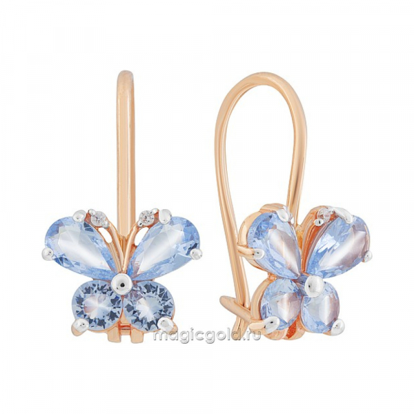 Золотые серьги с фианитом № 172161