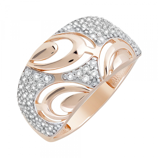 Золотое кольцо с фианитами № 123395