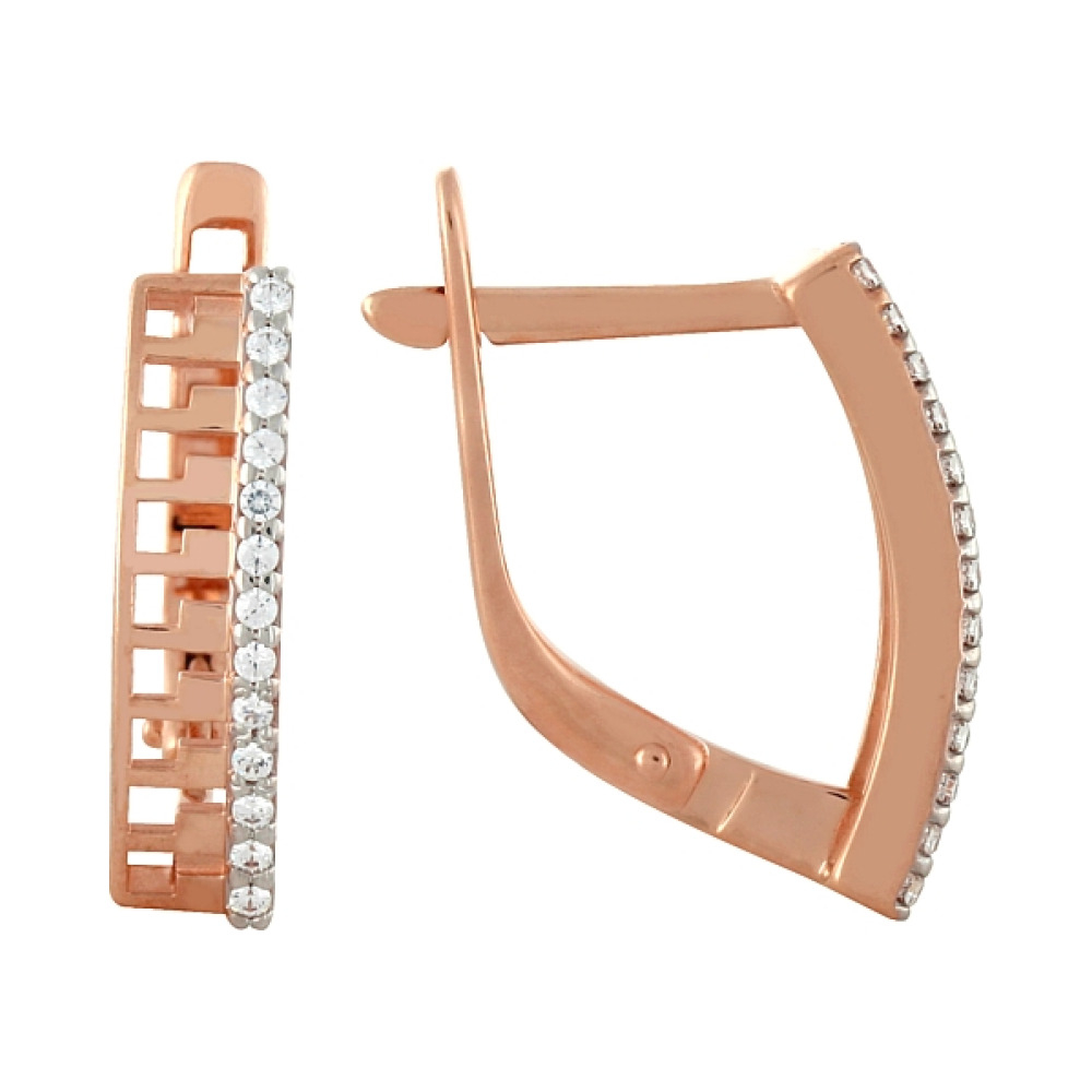 Золотые серьги с фианитами № 100499