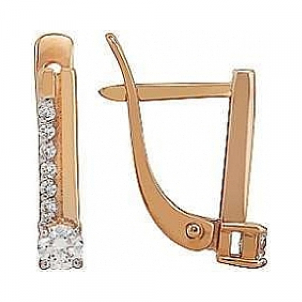 Золотые серьги с бриллиантом № 96048