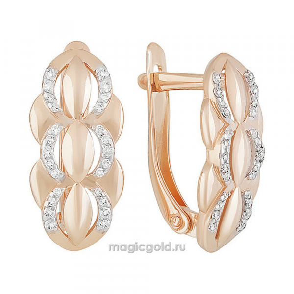 Золотые серьги с фианитом № 160260