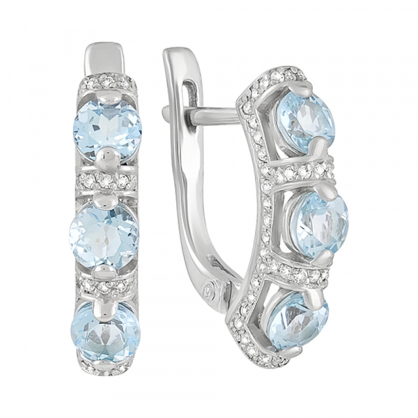 Серебряные серьги с топазом и фианитом № 128961