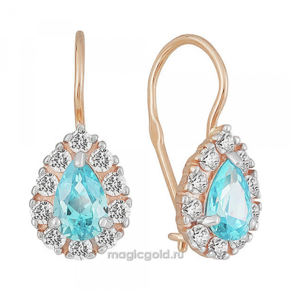 Золотые серьги с фианитом № 155413