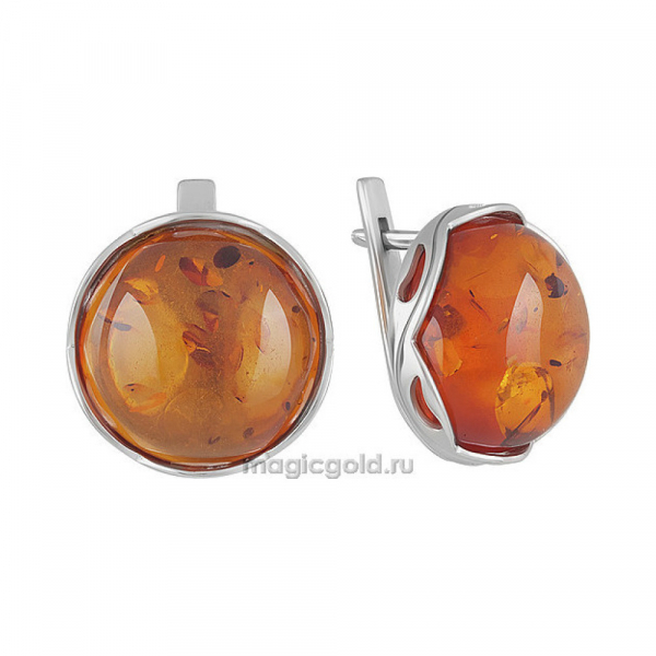 Серебряные серьги с янтарем № 151423
