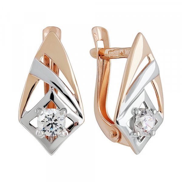 Золотые серьги с фианитом № 136934