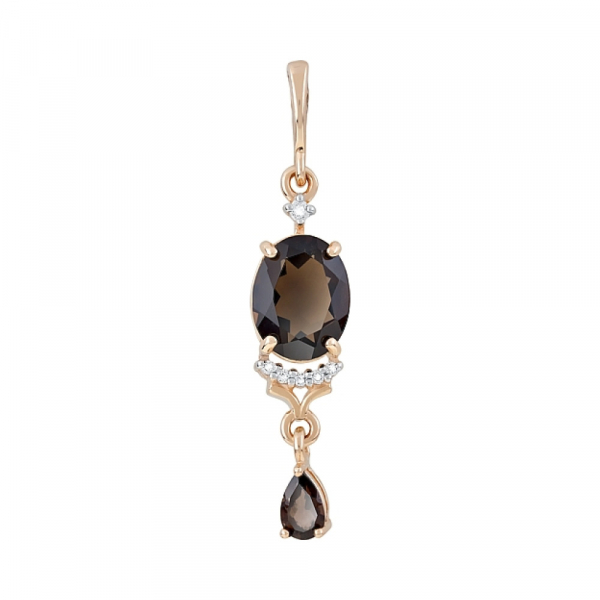 Золотая подвеска с раухтопазом и фианитом № 119444
