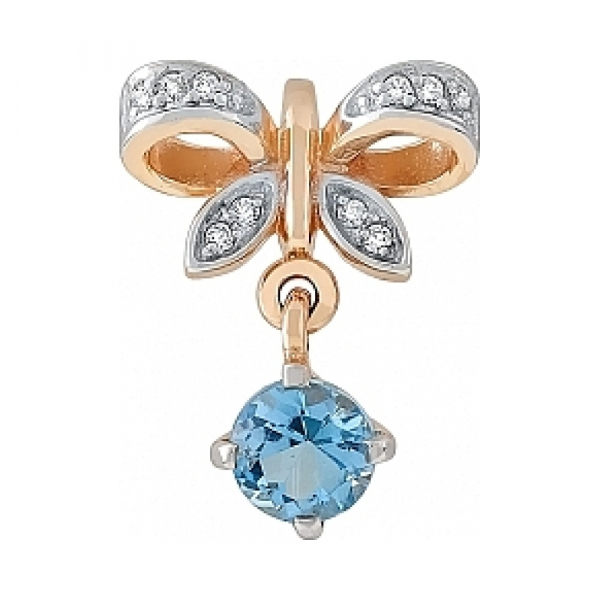 Золотая подвеска с топазом и фианитом № 112596