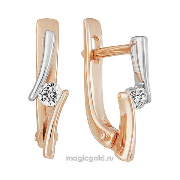 Золотые серьги с бриллиантом № 117000
