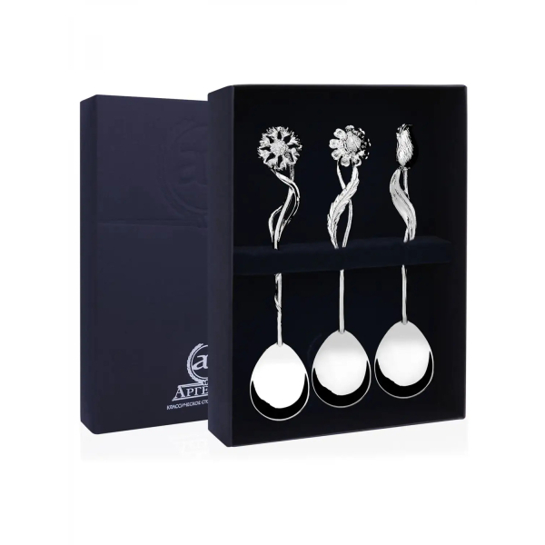 Набор чайной ложки Букет из серебра 925 пробы