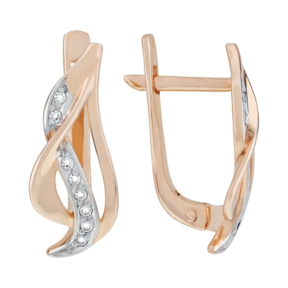 Золотые серьги с фианитами № 116584