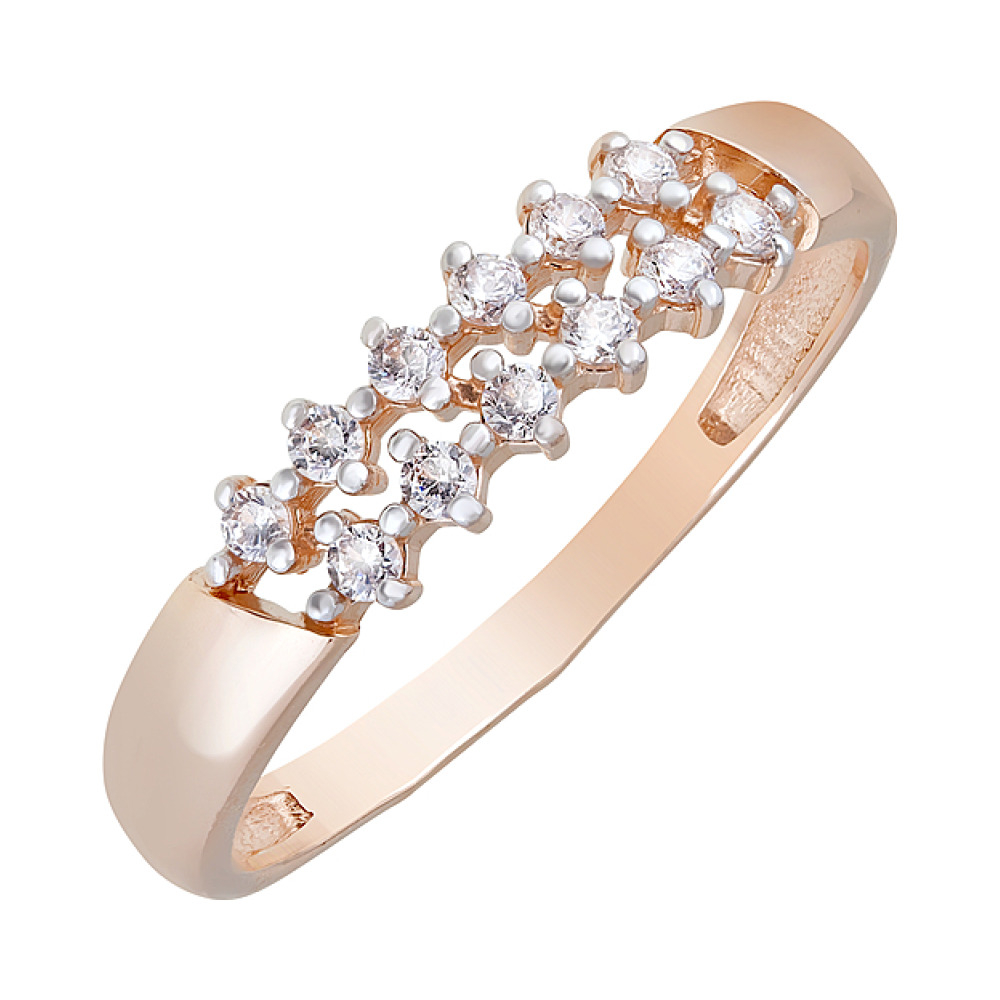 Золотое кольцо с фианитами № 123394