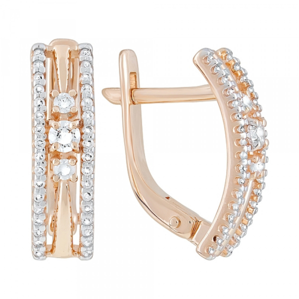 Золотые серьги с фианитами № 121870