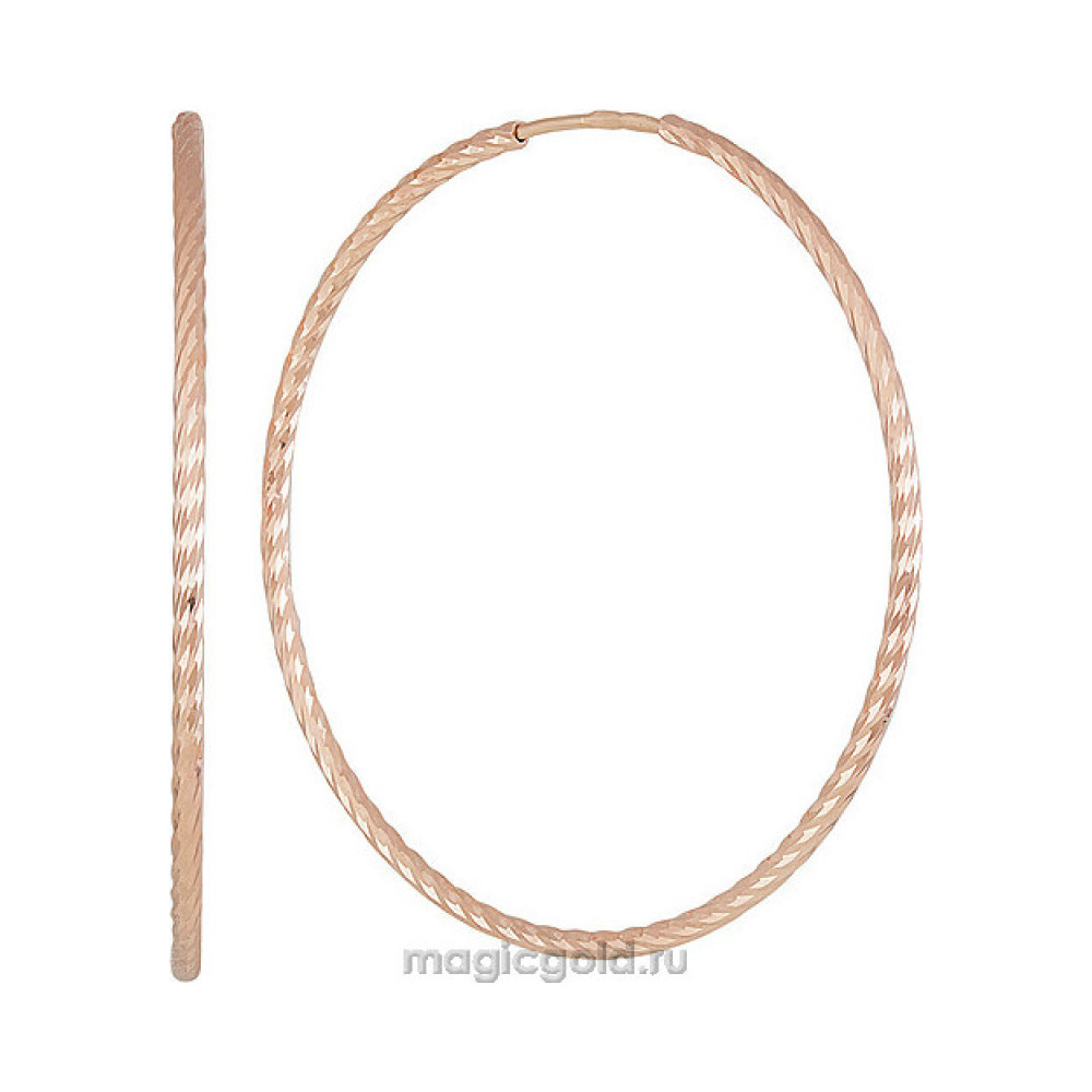 Золотые серьги без камня с алмазкой № 159870