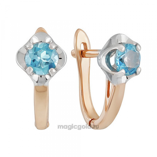 Золотые серьги с топазом № 139480