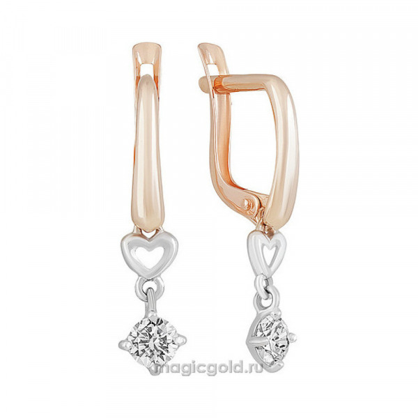 Золотые серьги с фианитом № 155843