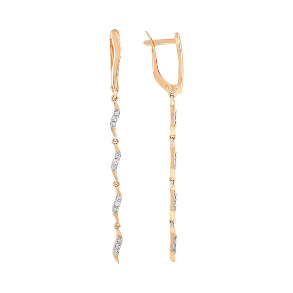 Золотые серьги с фианитами № 112784