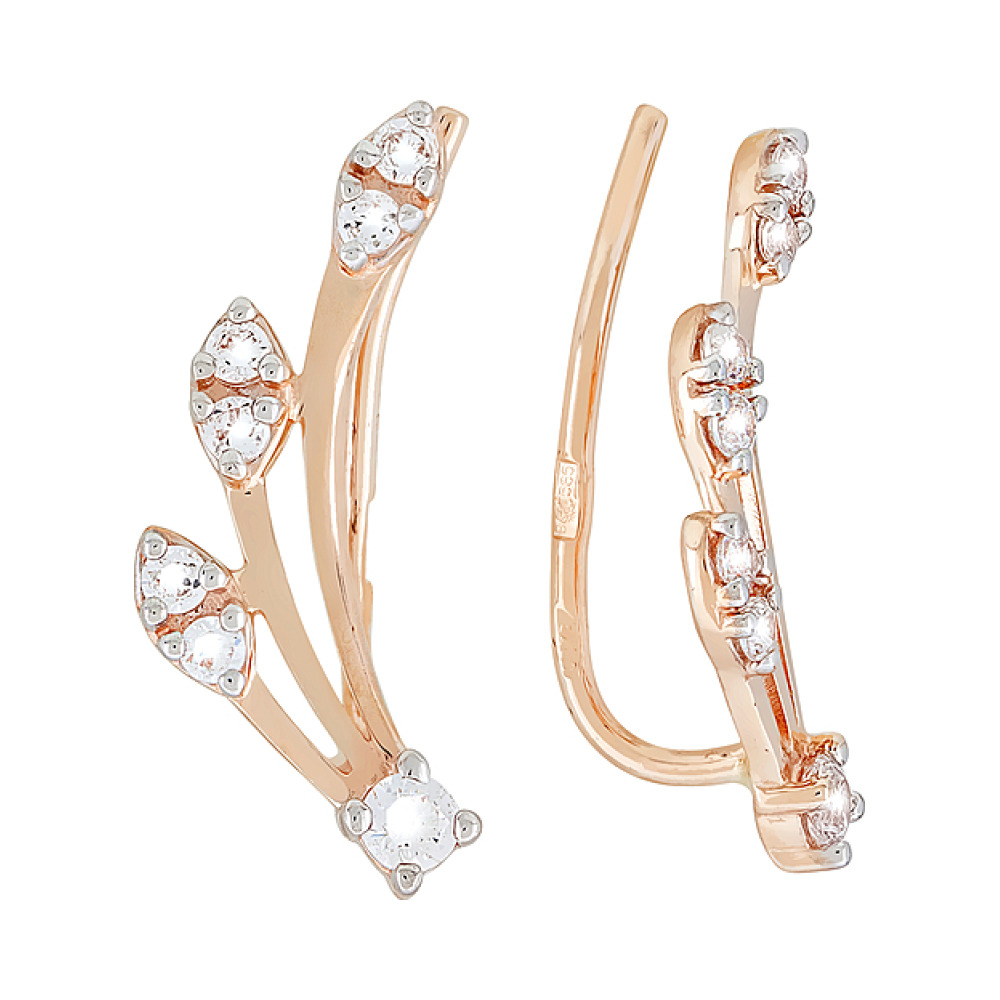 Золотые серьги с фианитами № 106957