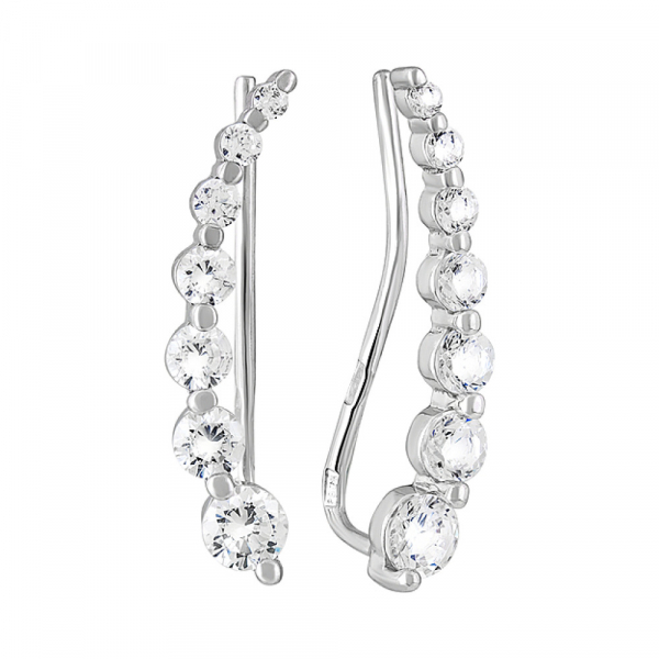 Серебряные серьги с фианитом № 126948